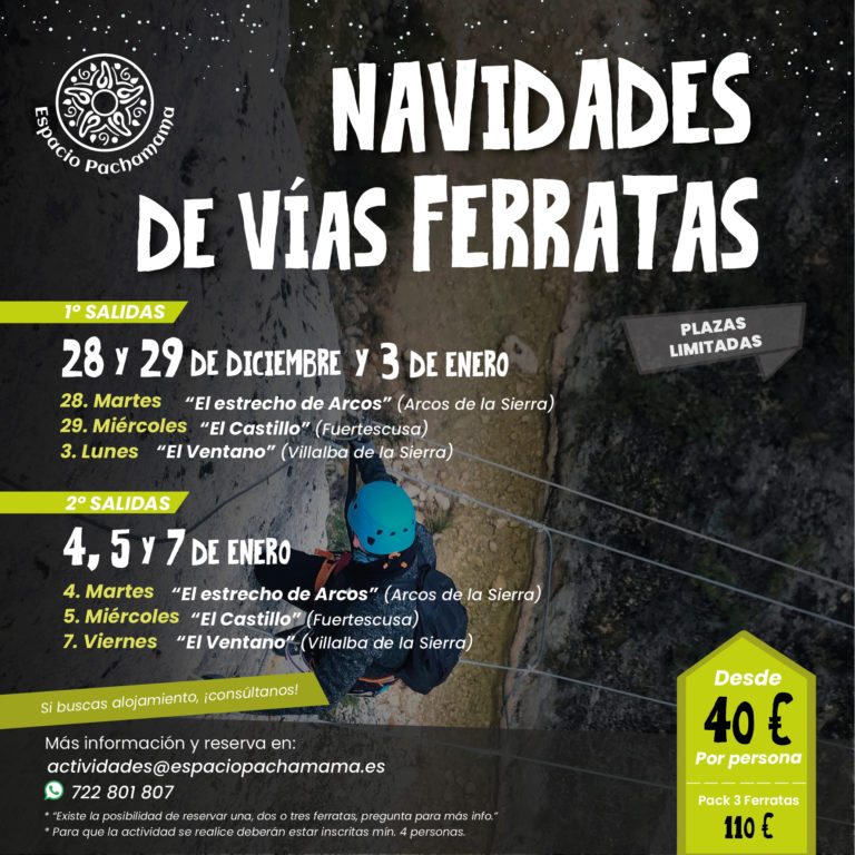 pack vías ferratas Navidad con Espacio Pachamama en Cuenca