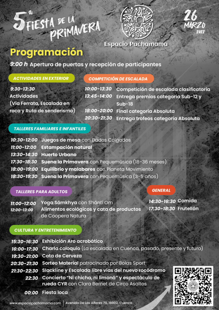 programa definitivo de la quinta fiesta de la primavera en Espacio Pachamama