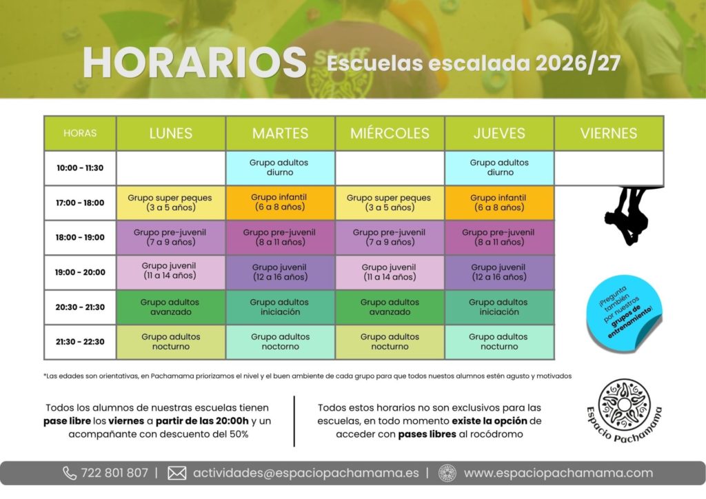 2026-27-horarios-escuelas-escalada-Espacio-Pachamama